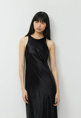 Windswept Satin Dress - BLACK