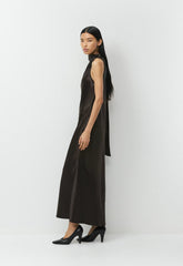 Verve Satin Dress - CACAO NIB BROWN