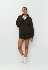 Cozy Sweatfleece Perfect Hi-Rise Mini Short - CACAO NIB BROWN