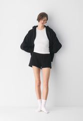 Cozy Sweatfleece Boyfriend Lo-Rise Mini Short - BLACK