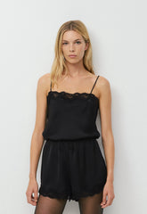 Pulse Satin Romper - BLACK