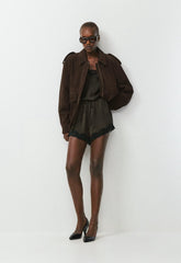 Pulse Satin Romper - CACAO NIB BRWN/BLACK