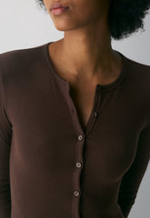 HomeStretch™ Rib Syncopation Longsleeve - RICH MOCHA BROWN