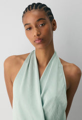 Martini Satin Halter Top - AGAVE GREEN