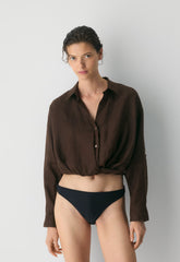 Portofino Linen Shirt - RICH MOCHA BROWN