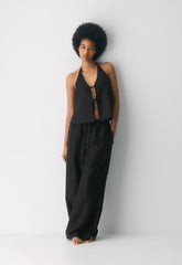 Rove Linen Halter Top - VILLA PINK