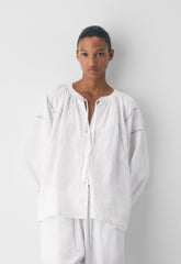 Cabana Linen Blouse - WHITE