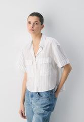Reporter Shirt - HNDSN STRP WT/ADMIRAL