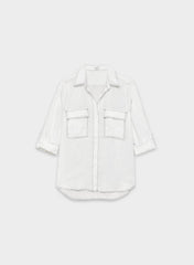 Utility Linen Shirt - WHITE/BLACK