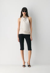 Audience Satin Halter Top - MATTE PEARL