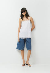 Serif Linen Camisole - WHITE/LIGHT BIRCH