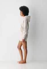 Cozy Sweatfleece Perfect Hoodie - HEATHER ECRU