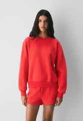 Cozy Sweatfleece Perfect Crew Sweatshirt - CHERRYBOMB RED