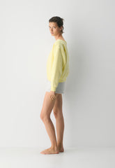 Cozy Sweatfleece BF Off-Shoulder Sweatshirt - LEMONADE