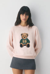 Cotton Charm™ Prep Icon Sweater - SHY PINK / TEDDY BEAR