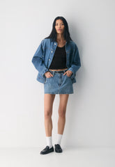 Denim Forum The ‘90s Ricci Micro Denim Skirt - 5 YRS KISS N TELL BLEU