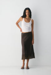 Henrietta Satin Skirt - RC MCH BR/ RCH MCH BRN