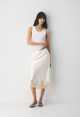 Henrietta Satin Skirt - LT BR/SPKLG CHMPGN