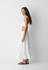 Bouquet Linen Skirt - WHITE