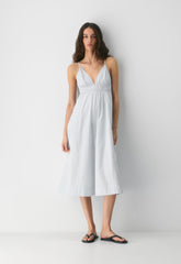Encourage Poplin Cami Dress - CRMN STRP DEW BL/WHT