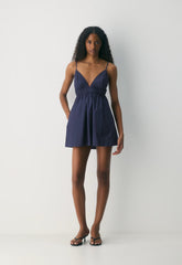 Encourage Poplin Mini Cami Dress - HARBOUR NAVY