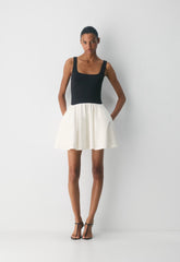 Revive Poplin Mini Dress - LIGHT BIRCH/BLACK