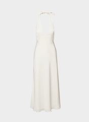 Nightscape Satin Halter Dress - LIGHT BIRCH