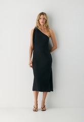 Champagne Satin Dress - BLACK