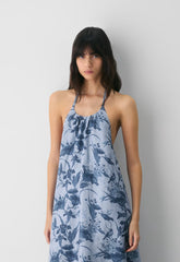 Sunpost Linen Halter Dress - BL/ADMRL