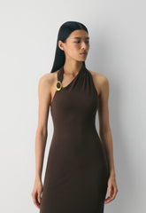 Smooth Matter™ Shadowplay Halter Dress - RCH MC BRN /GOLD
