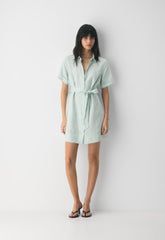 Eleta Linen Mini Dress - AGAVE GREEN