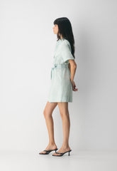 Eleta Linen Mini Dress - AGAVE GREEN