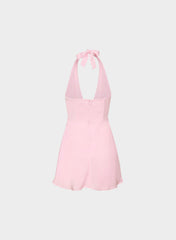 Nightscape Satin Halter Micro Dress - MILKSHAKE PINK