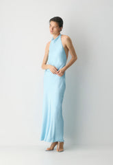 Audience Satin Full Halter Dress - PANORAMA BLUE