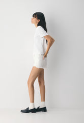 Denim Forum The ‘90s Vintage Hi-Rise Mini Denim Short - A LITTLE WHITE LIE