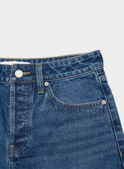 Denim Forum The Ex-Boyfriend Hi Mid-Thigh Denim Short - VNTGE MD DARK BLUE