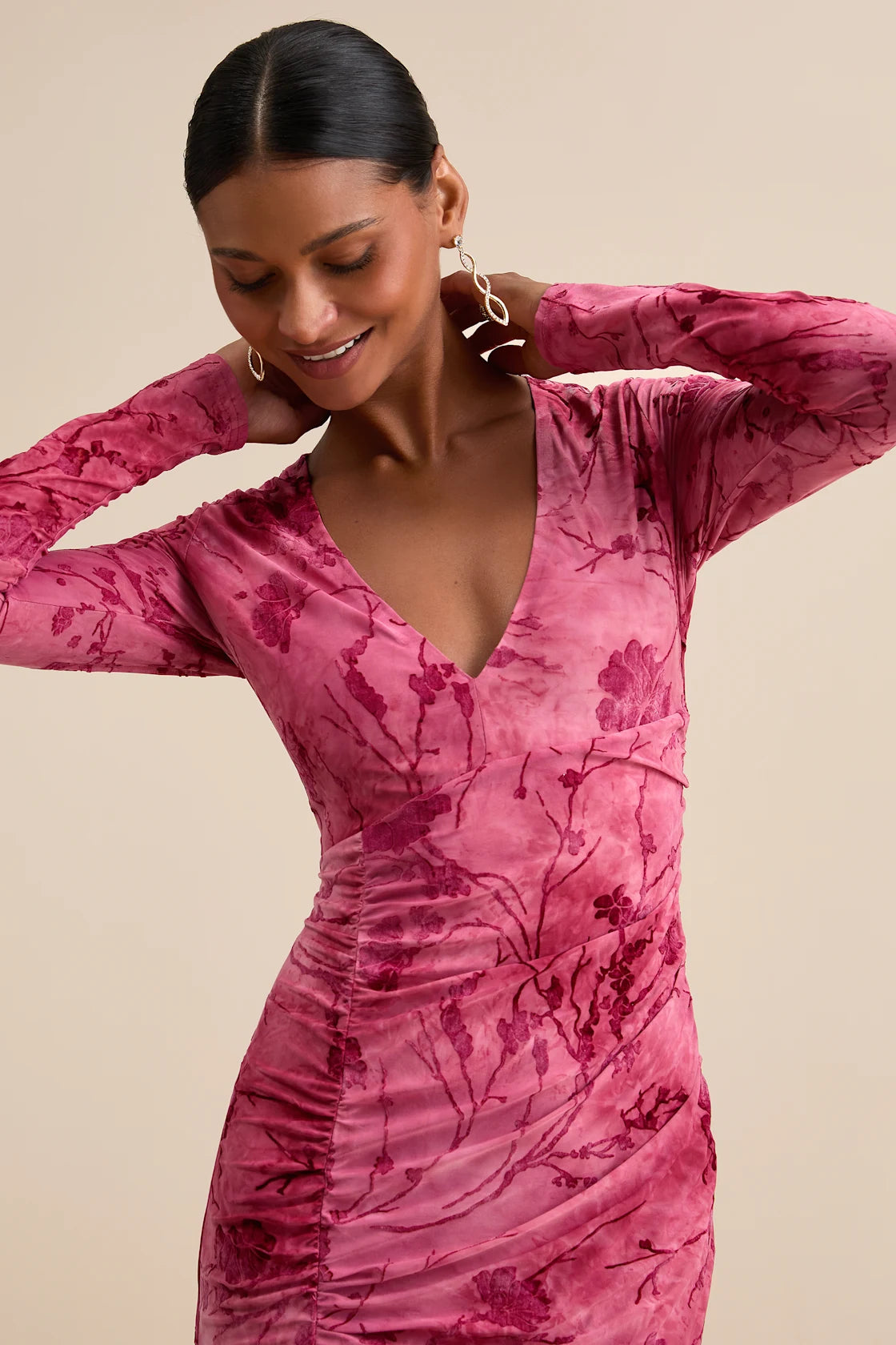 Dynamic Sensation Dark Mauve Floral Velvet Burnout Maxi Dress