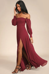 Feel the Romance Emerald Green Off-the-Shoulder Maxi Dress