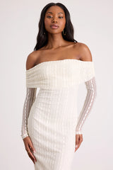 Eulalie Cream Lace Off-the-Shoulder Maxi Dress