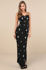 Completely Regal White Rhinestone Sleeveless Column Maxi Dress