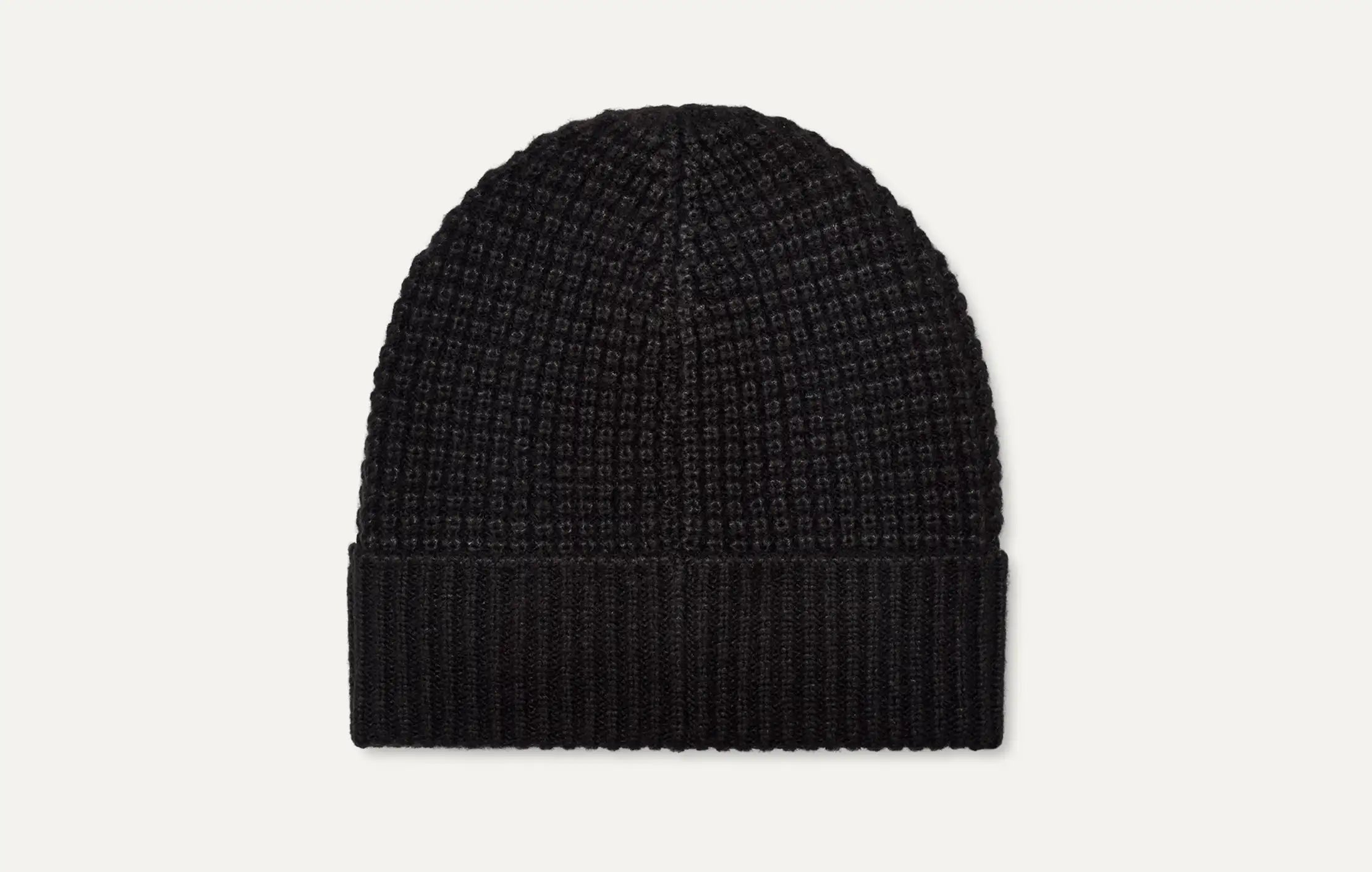 Men's Waffle Cuff Hat - BLACK