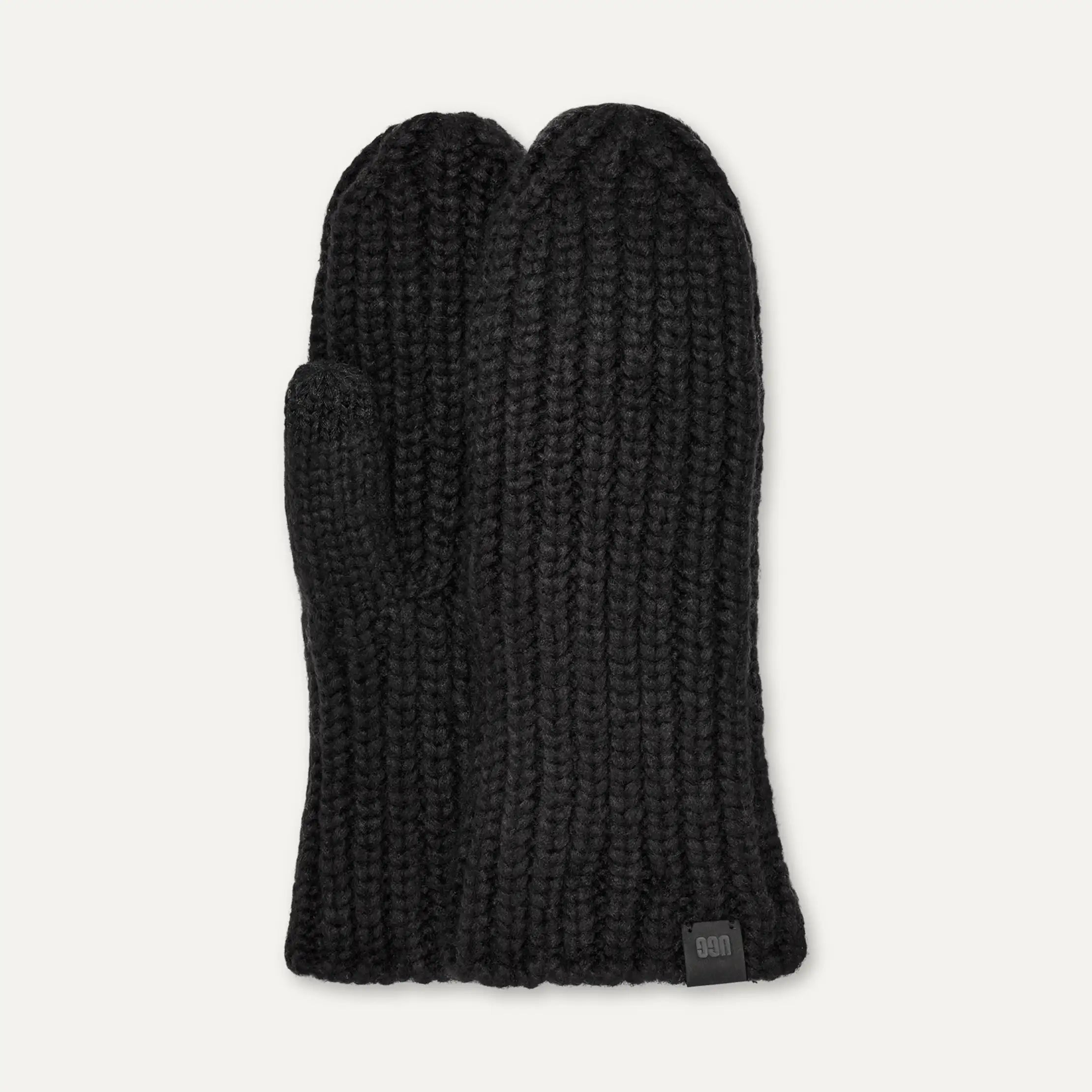 Women's Chunky Rib Mitten - BLACK