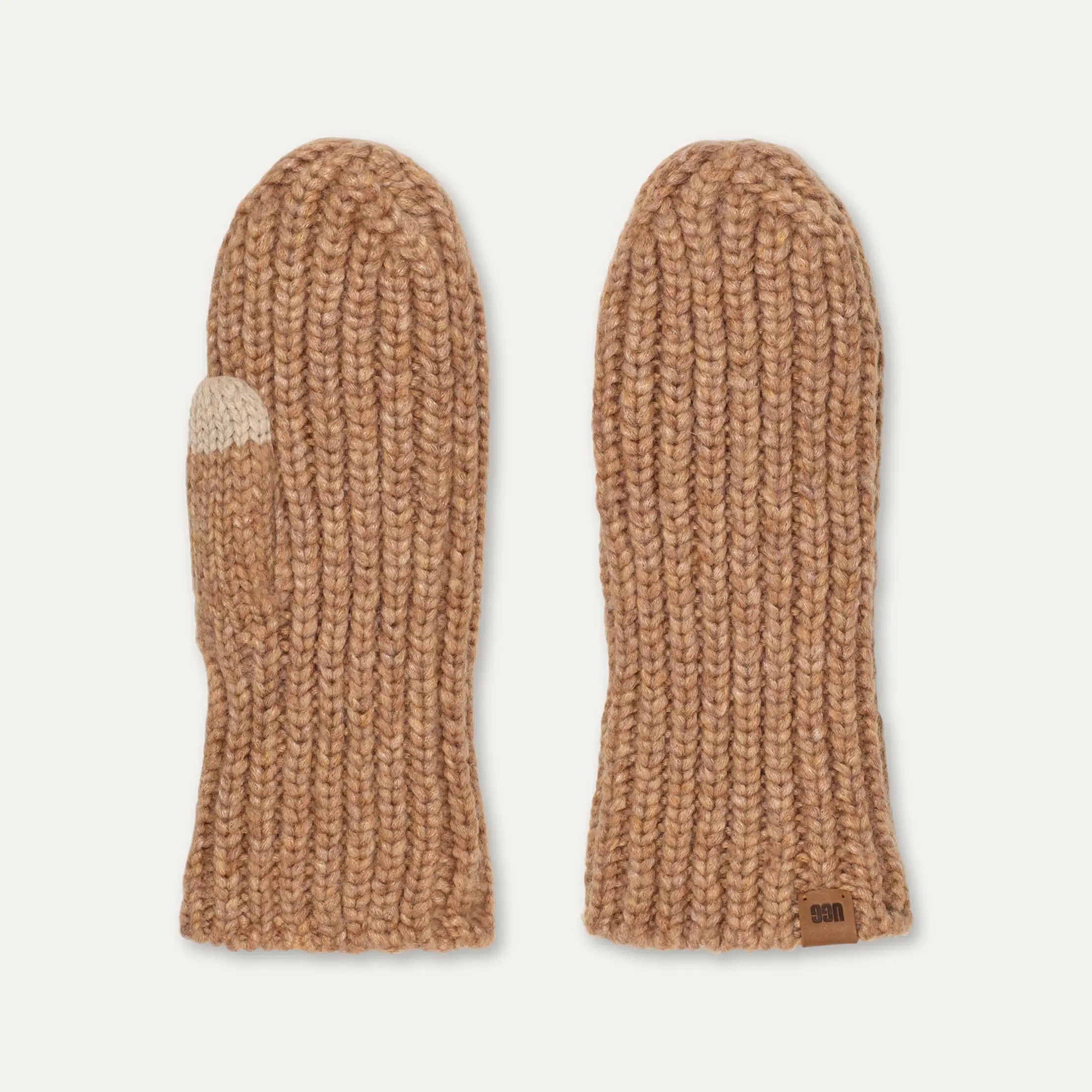Women's Chunky Rib Mitten - CAMEL