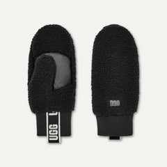 Women's UGGfluff Mitten With Logo Tape - BLACK