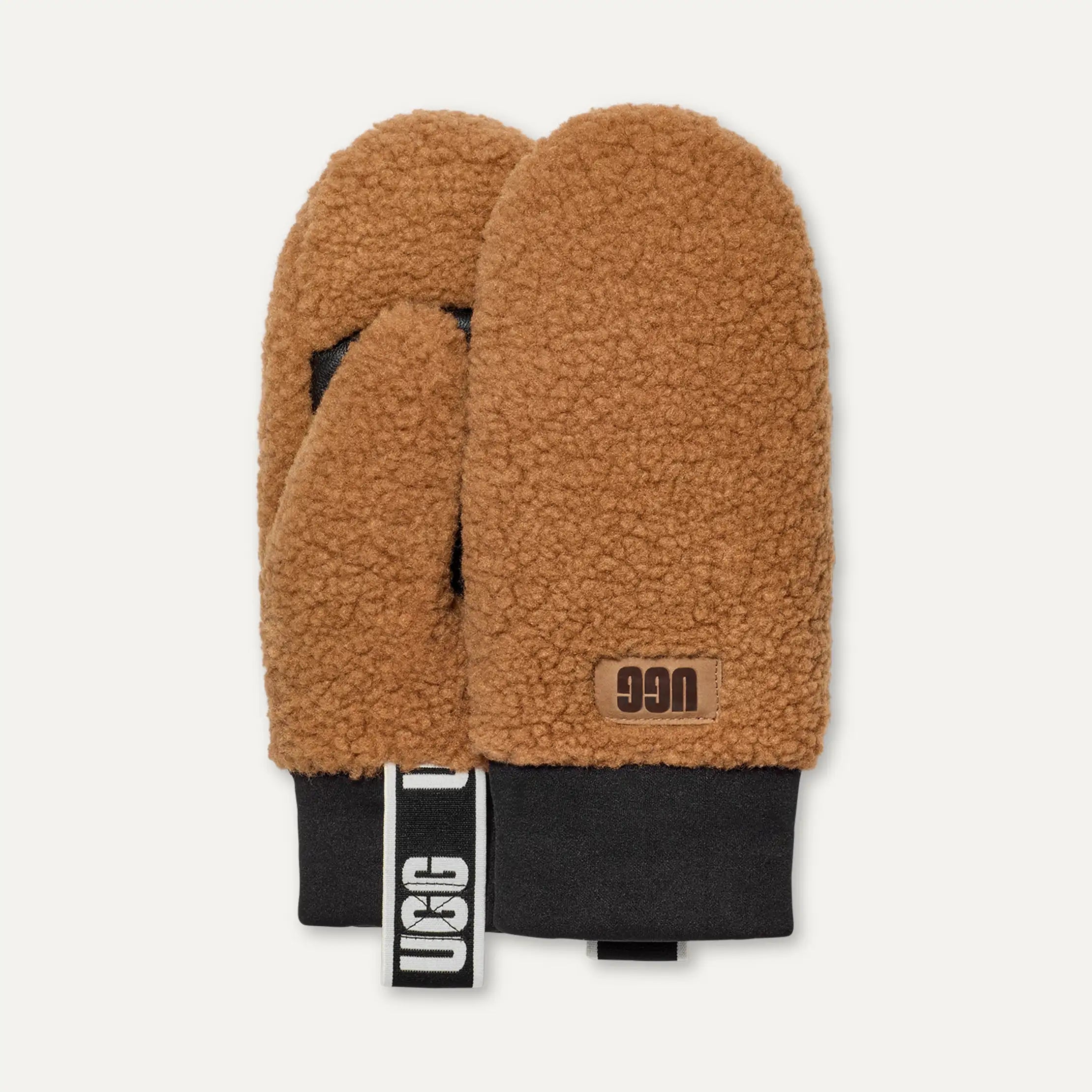 Women's UGGfluff Mitten With Logo Tape - CHESTNUT