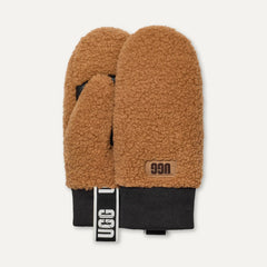 Women's UGGfluff Mitten With Logo Tape - CHESTNUT