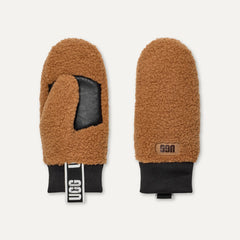 Women's UGGfluff Mitten With Logo Tape - CHESTNUT