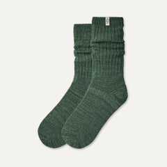Women's Rib Knit Slouchy Crew Sock - GREEN STONE