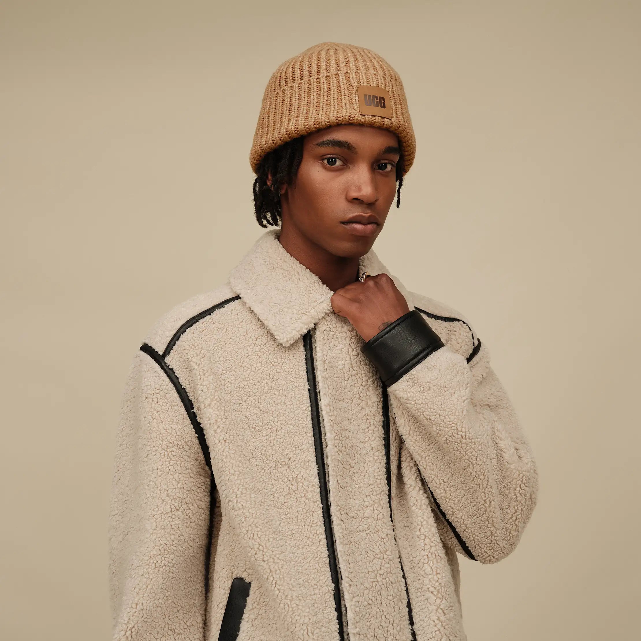 Men's Chunky Rib Beanie - CAMEL