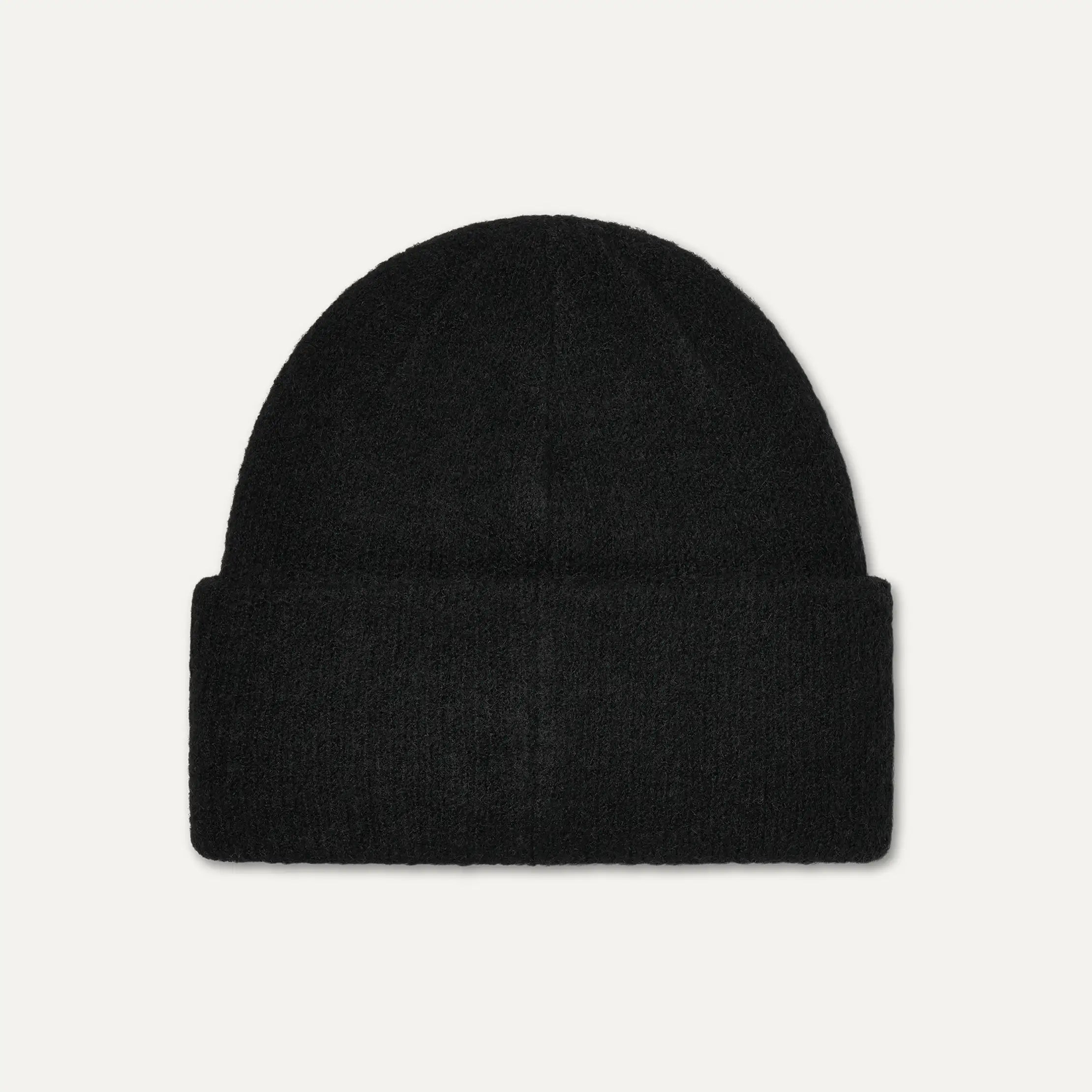Women's Fuzzy UGG Logo Beanie - BLACK